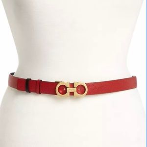 Salvatore Ferragamo Reversible Leather Belt Lipstick Red/Black 90 cm NEW